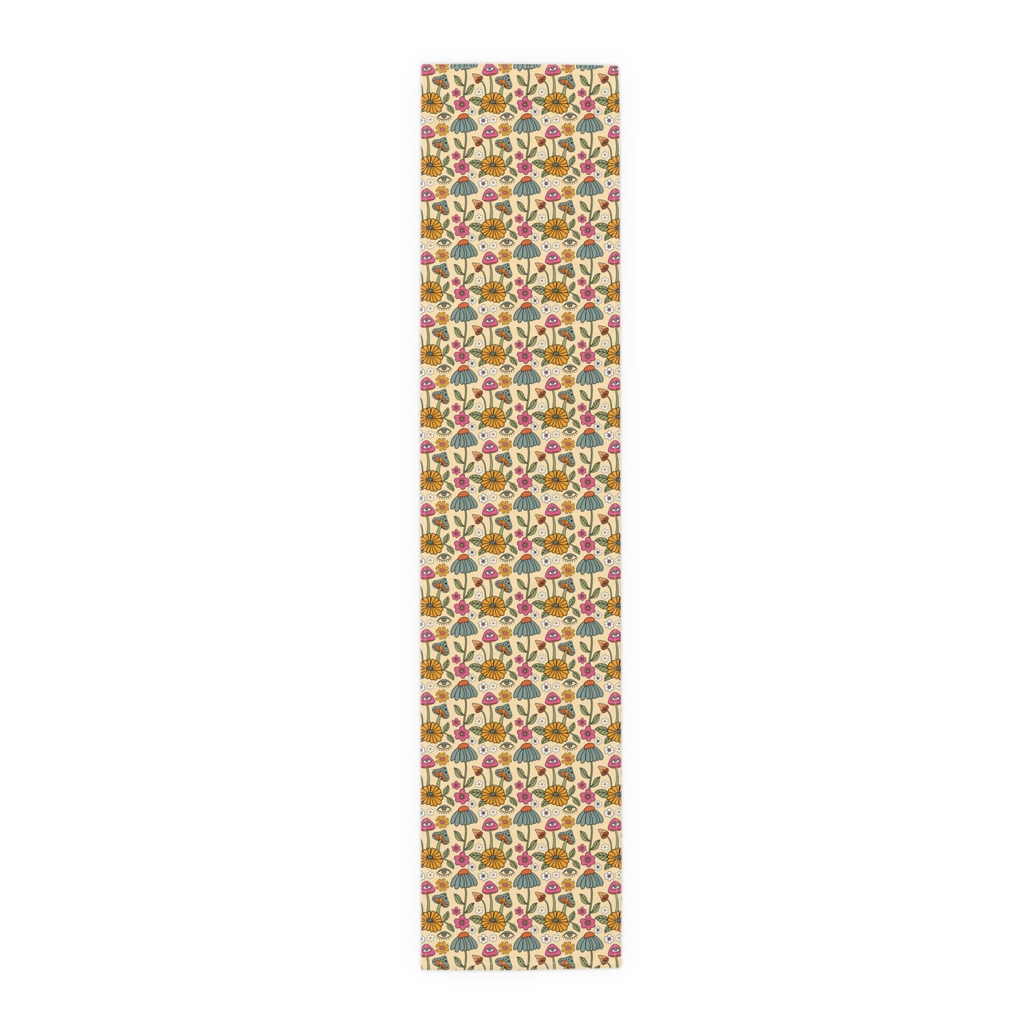 Retro Floral Print Table Runner - Vintage Vibes, Cotton Twill or Polyester - Perfect for Nostalgic & Chic Home Decor