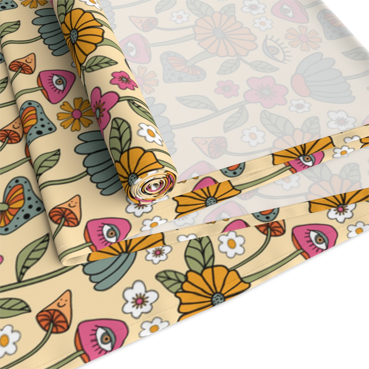 Retro Floral Print Table Runner - Vintage Vibes, Cotton Twill or Polyester - Perfect for Nostalgic & Chic Home Decor