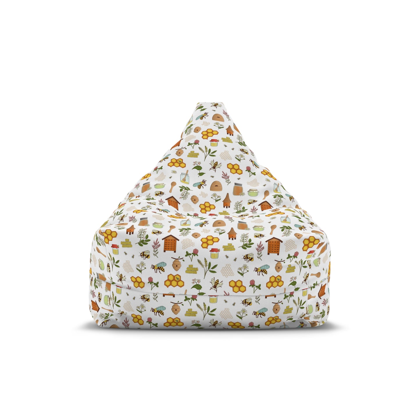 Honey Bee Bean Bag Chair Cover - Premium Polyester, Secure Zipper, 2 Size Options, Nature-Inspired Design