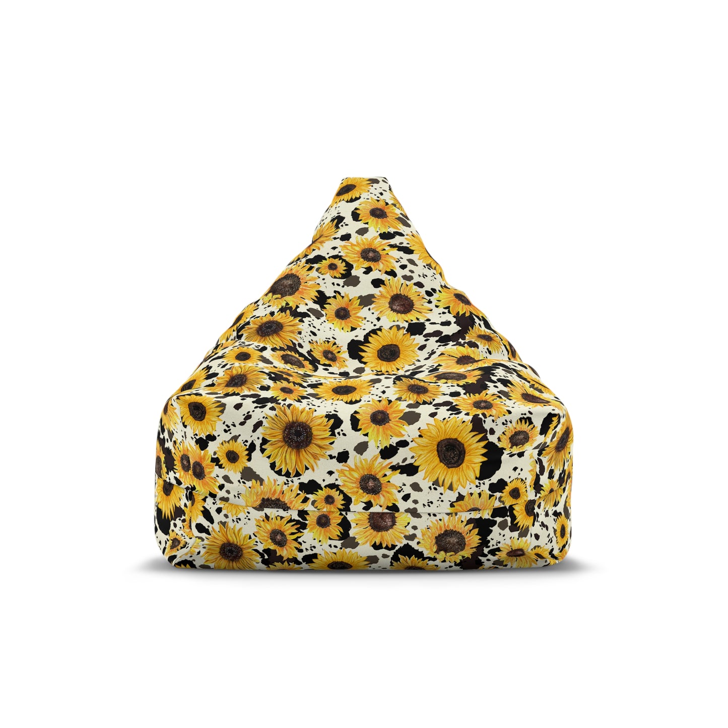 Cow Print Bean Bag Chair Cover - Durable Polyester, Locking Zipper, 2 Sizes
