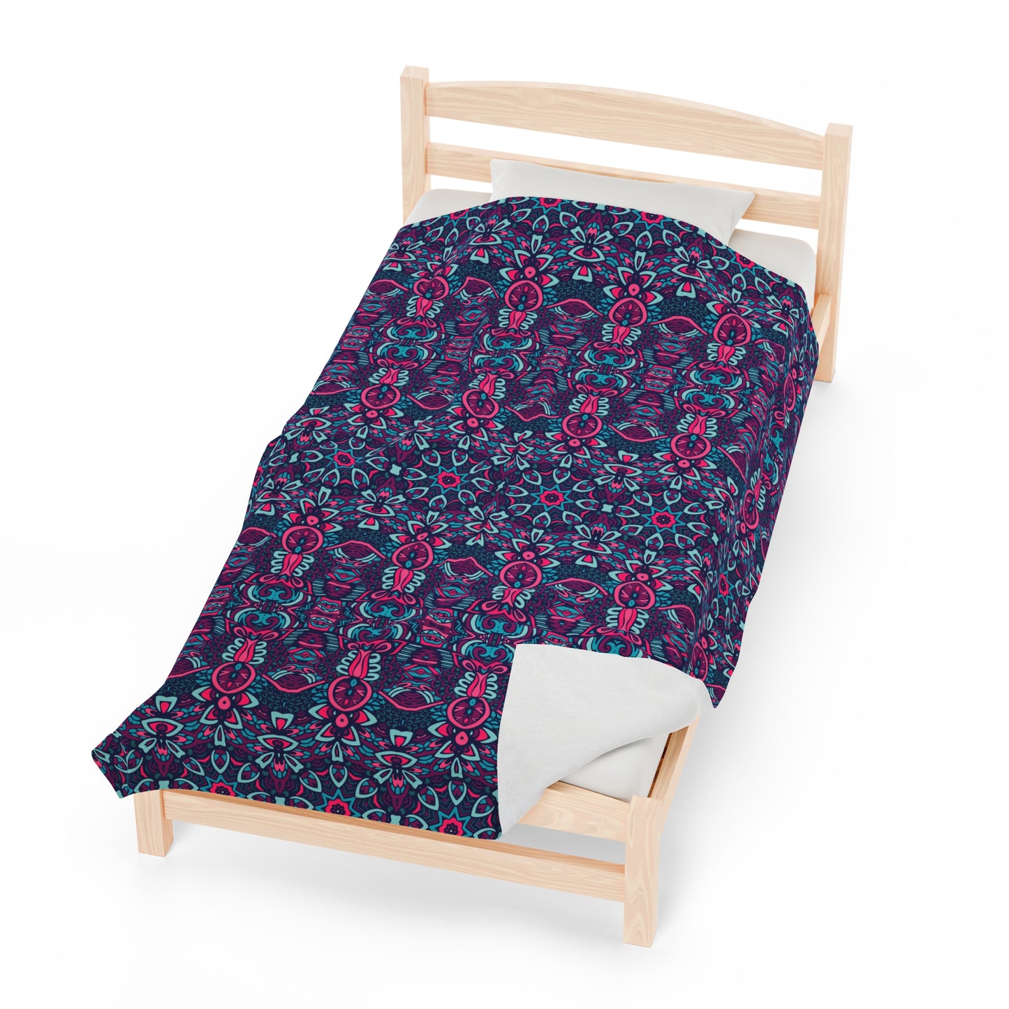 Mandala Velveteen Plush Blanket | Soft, Spiritual, Luxurious and Comforting | Available in Multiple Sizes