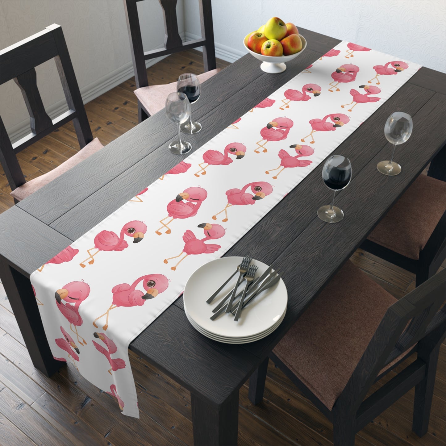Flamingo Print Table Runner - Vibrant Elegance, Cotton Twill or Polyester - Perfect for Tropical Home Decor