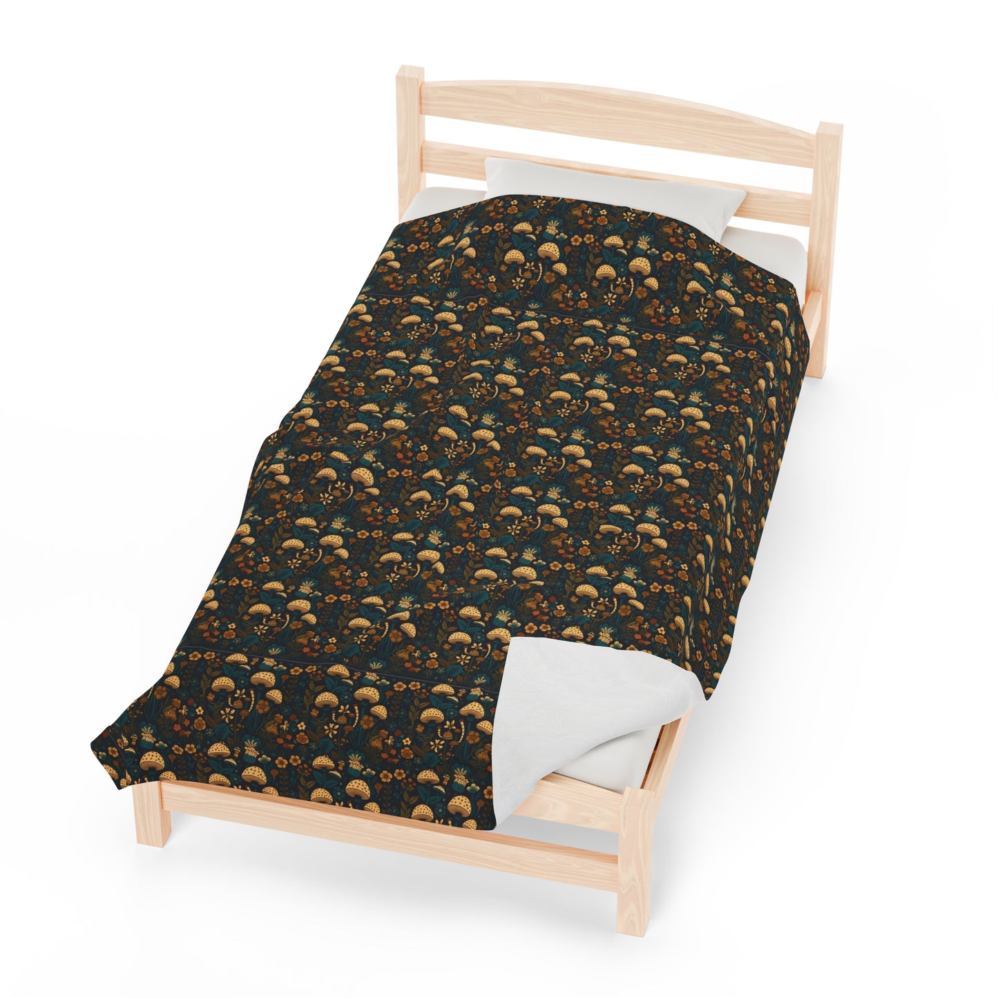 Mushroom Velveteen Plush Blanket | Soft, Whimsical, Luxurious and Comforting | Available in Multiple Sizes