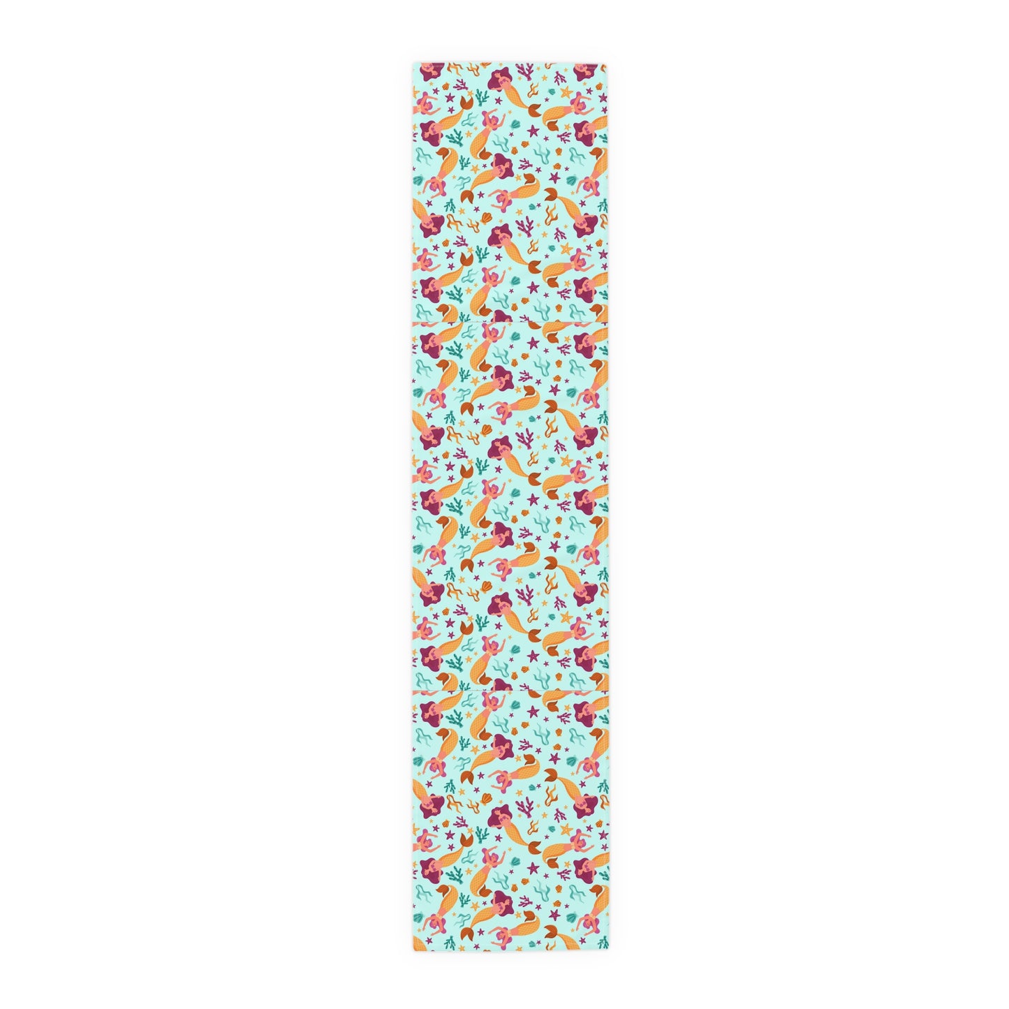 Mermaid Print Table Runner - Mystical Sea Charm, Cotton Twill or Polyester - Perfect for Enchanting Home Decor