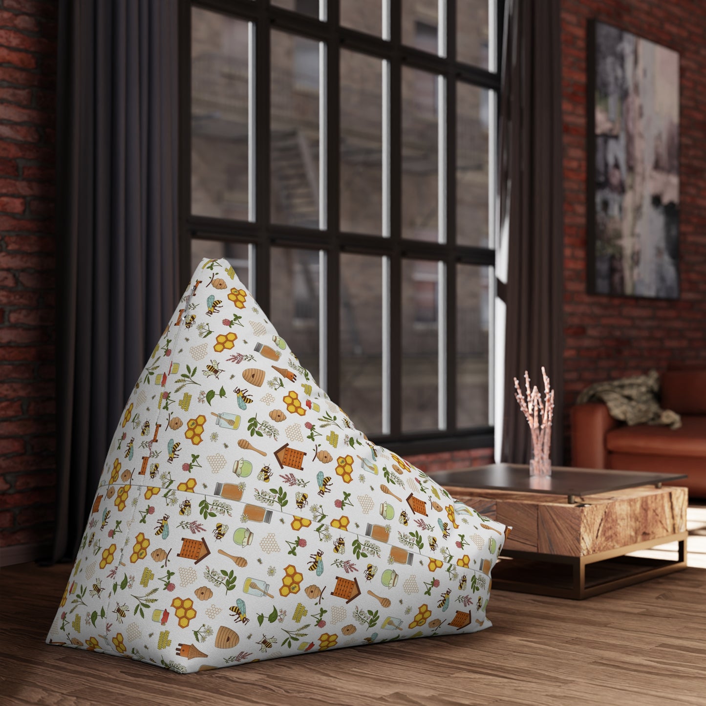 Honey Bee Bean Bag Chair Cover - Premium Polyester, Secure Zipper, 2 Size Options, Nature-Inspired Design