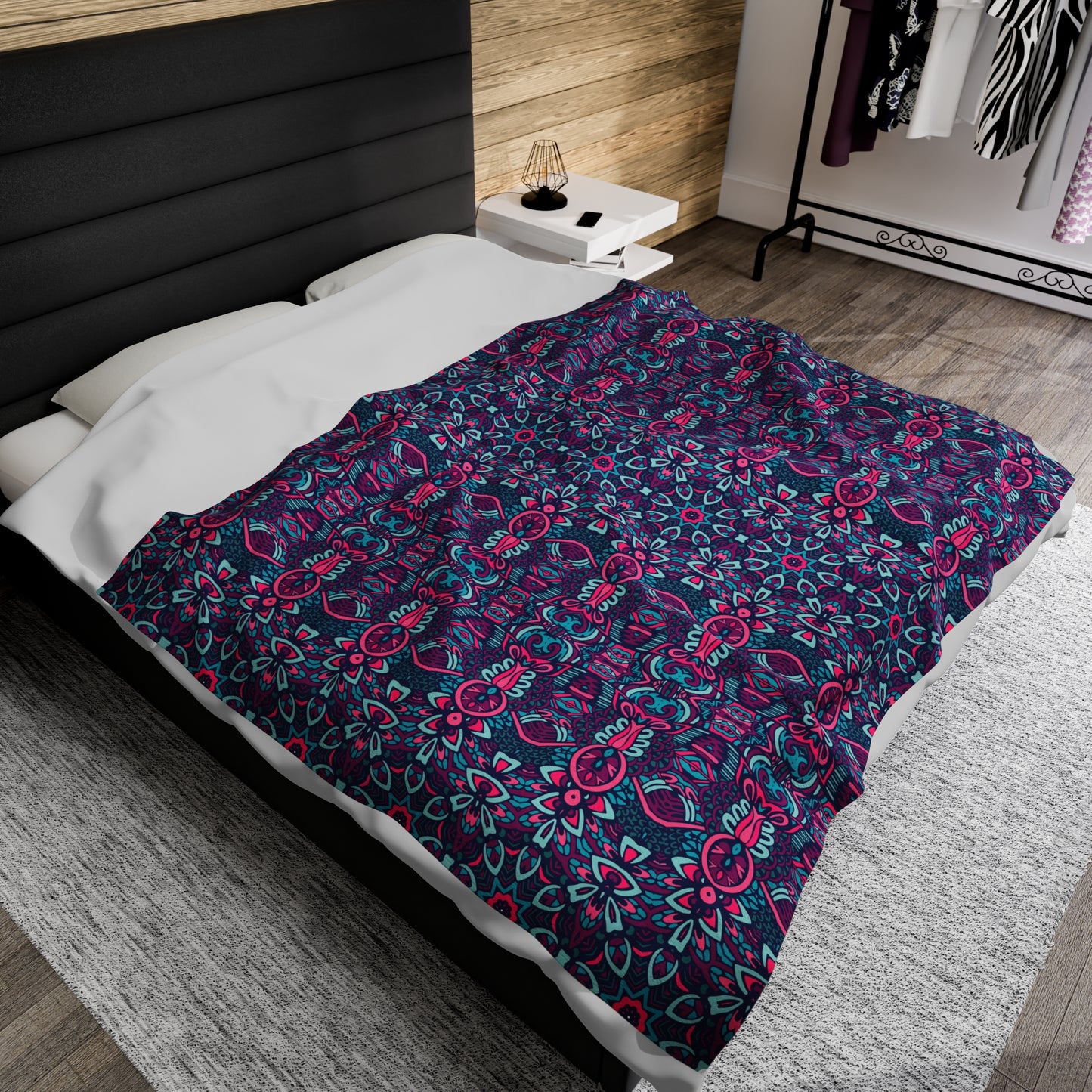 Mandala Velveteen Plush Blanket | Soft, Spiritual, Luxurious and Comforting | Available in Multiple Sizes