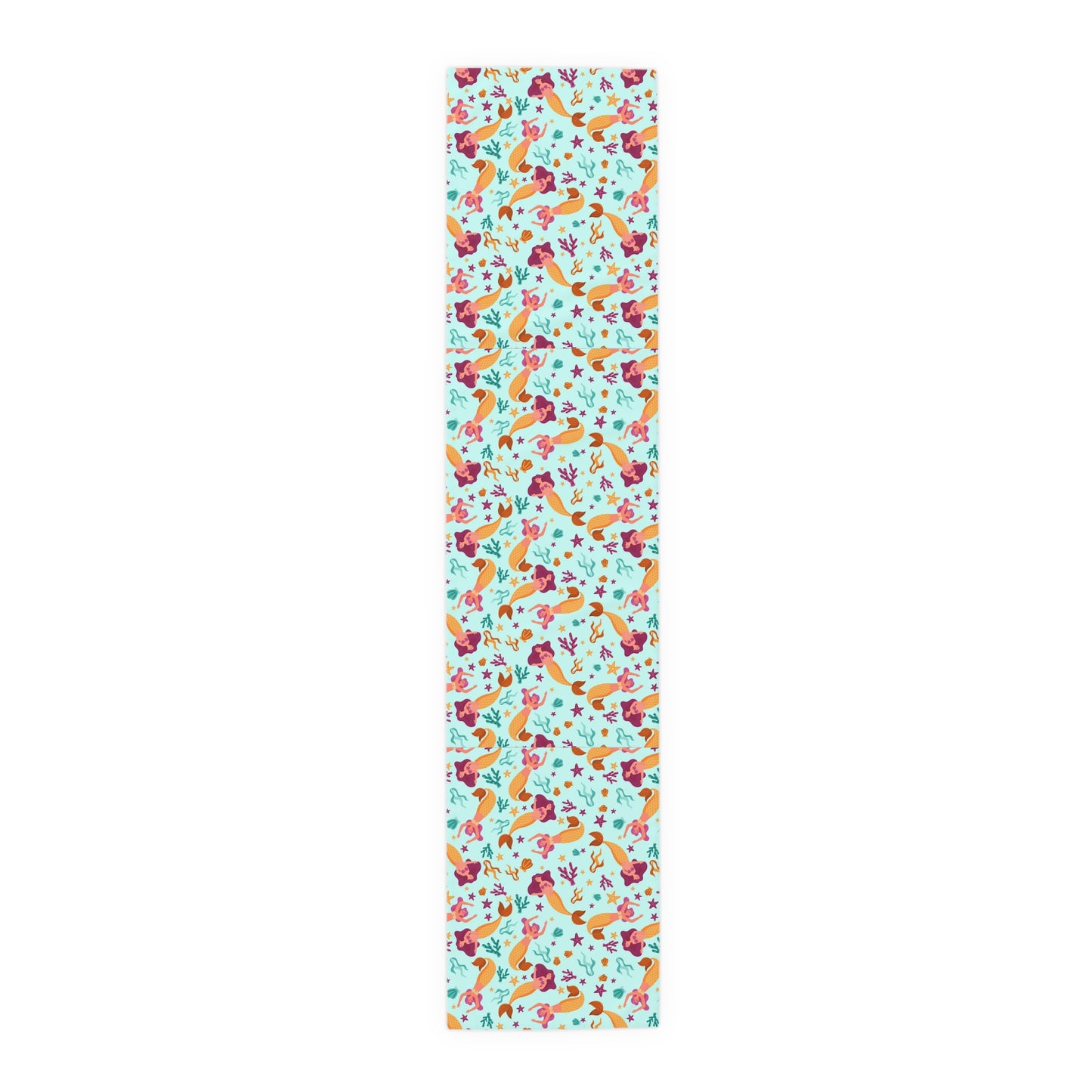 Mermaid Print Table Runner - Mystical Sea Charm, Cotton Twill or Polyester - Perfect for Enchanting Home Decor