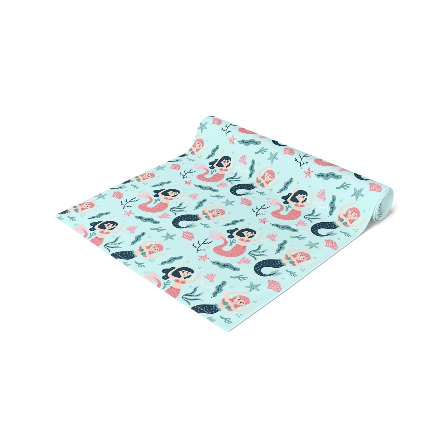 Mermaid Print Table Runner - Mystical Sea Charm, Cotton Twill or Polyester - Perfect for Enchanting Home Decor
