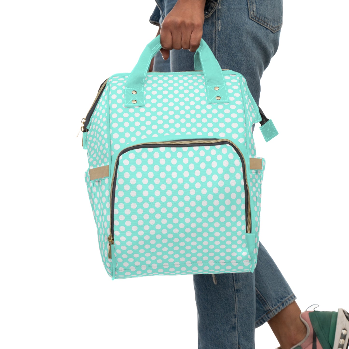 Pastel Polka Dot Diaper Backpack - Stylish & Multifunctional Baby Bag with Polka Dot Patterns, Perfect for Trendy Parents