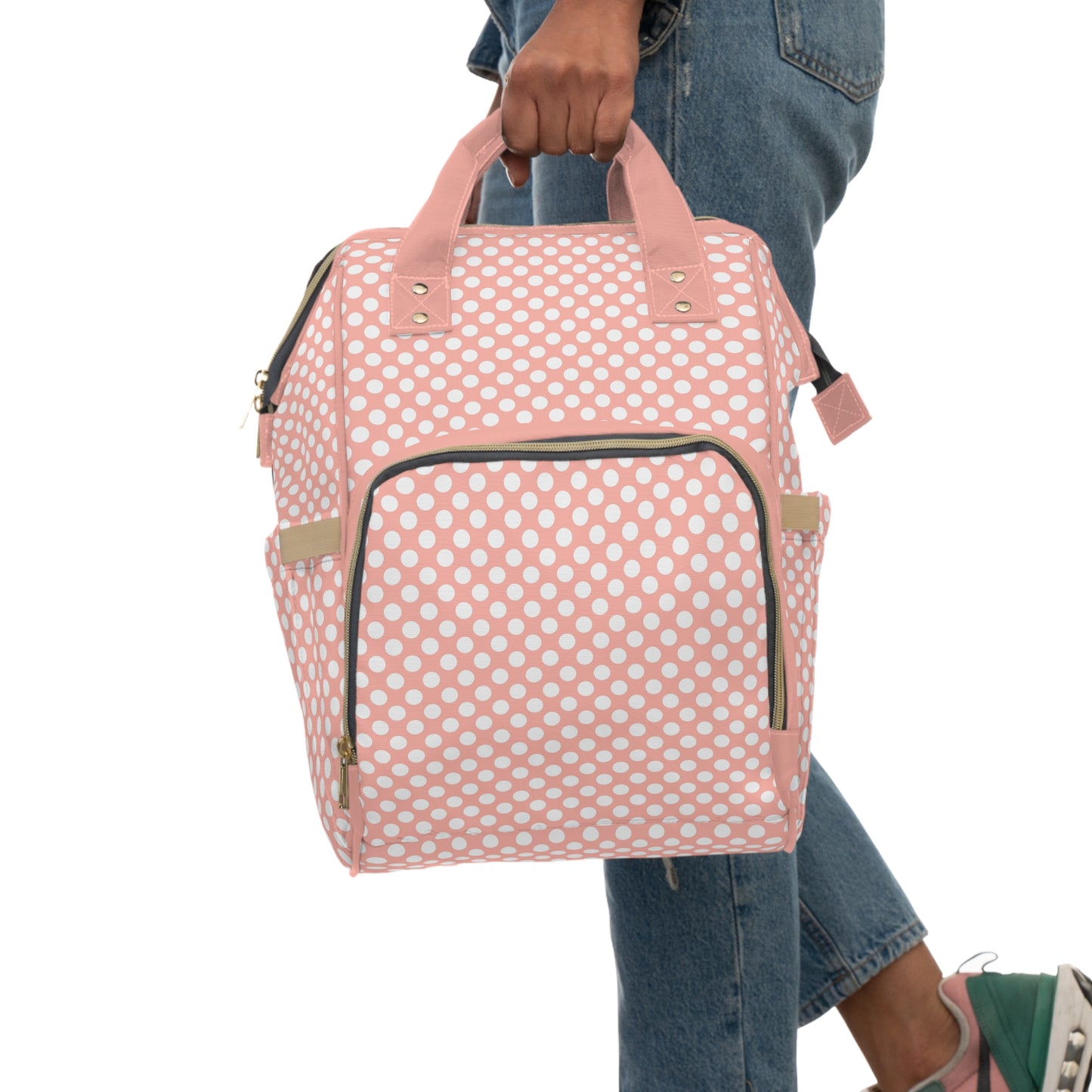 Pastel Polka Dot Diaper Backpack - Stylish & Multifunctional Baby Bag with Polka Dot Patterns, Perfect for Trendy Parents