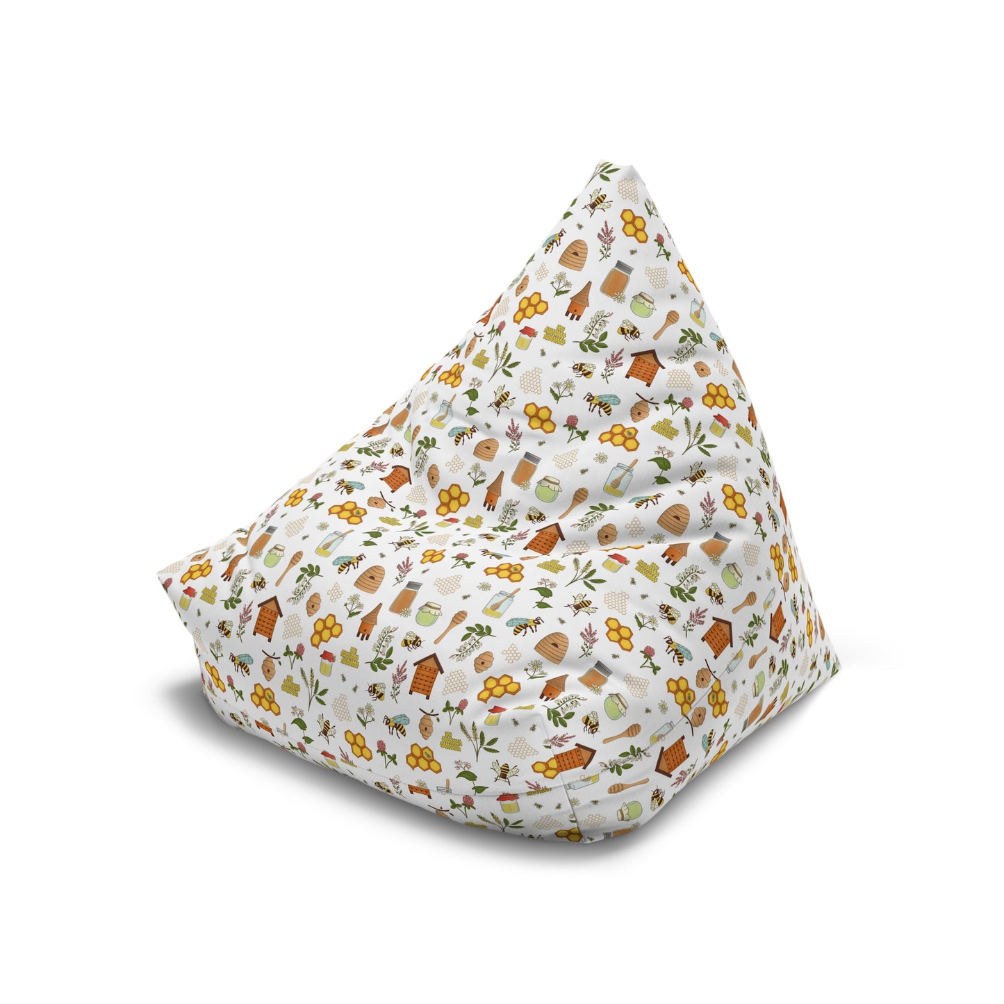Honey Bee Bean Bag Chair Cover - Premium Polyester, Secure Zipper, 2 Size Options, Nature-Inspired Design