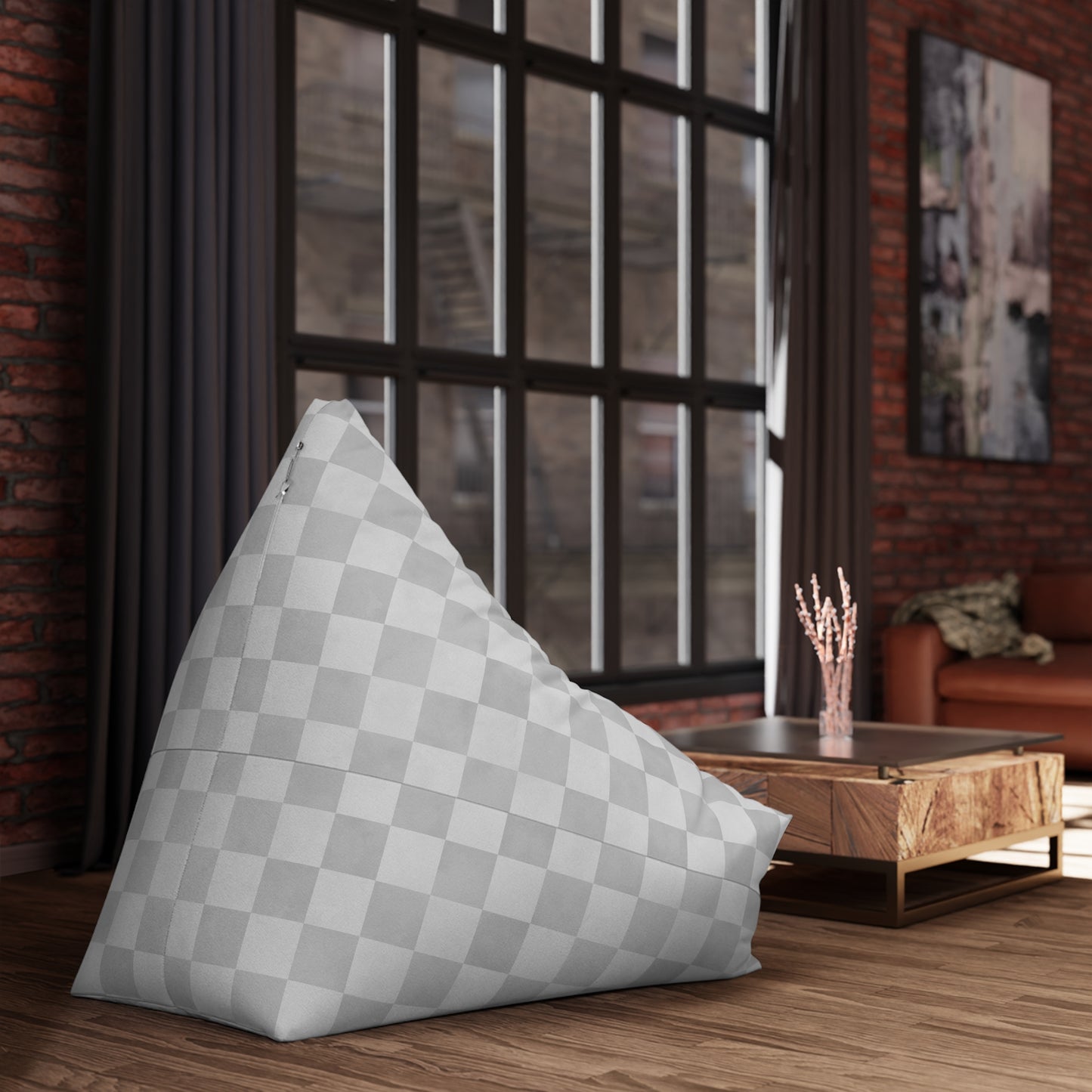 Pastel Checkers Bean Bag Chair Cover - Soft-Touch Polyester Slipcover with Secure Zip