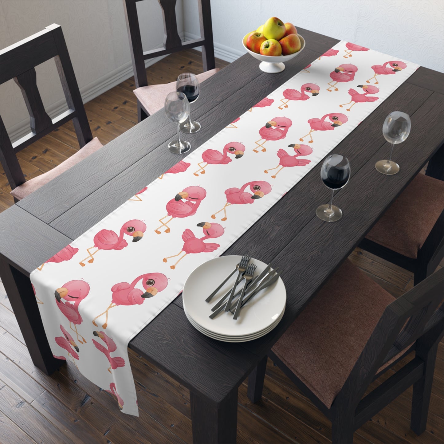 Flamingo Print Table Runner - Vibrant Elegance, Cotton Twill or Polyester - Perfect for Tropical Home Decor