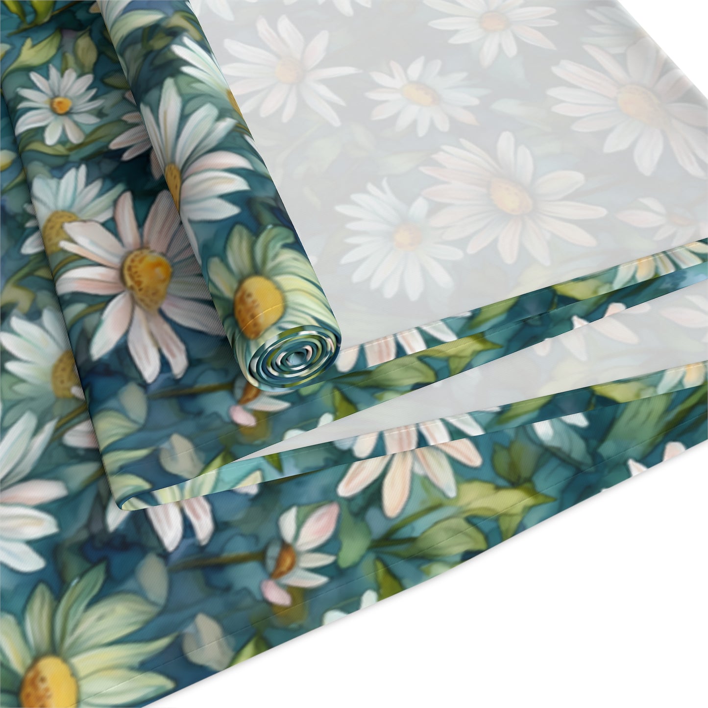 Daisy Print Table Runner - Fresh and Simple, Cotton Twill or Polyester - Perfect for Light & Airy Home Decor