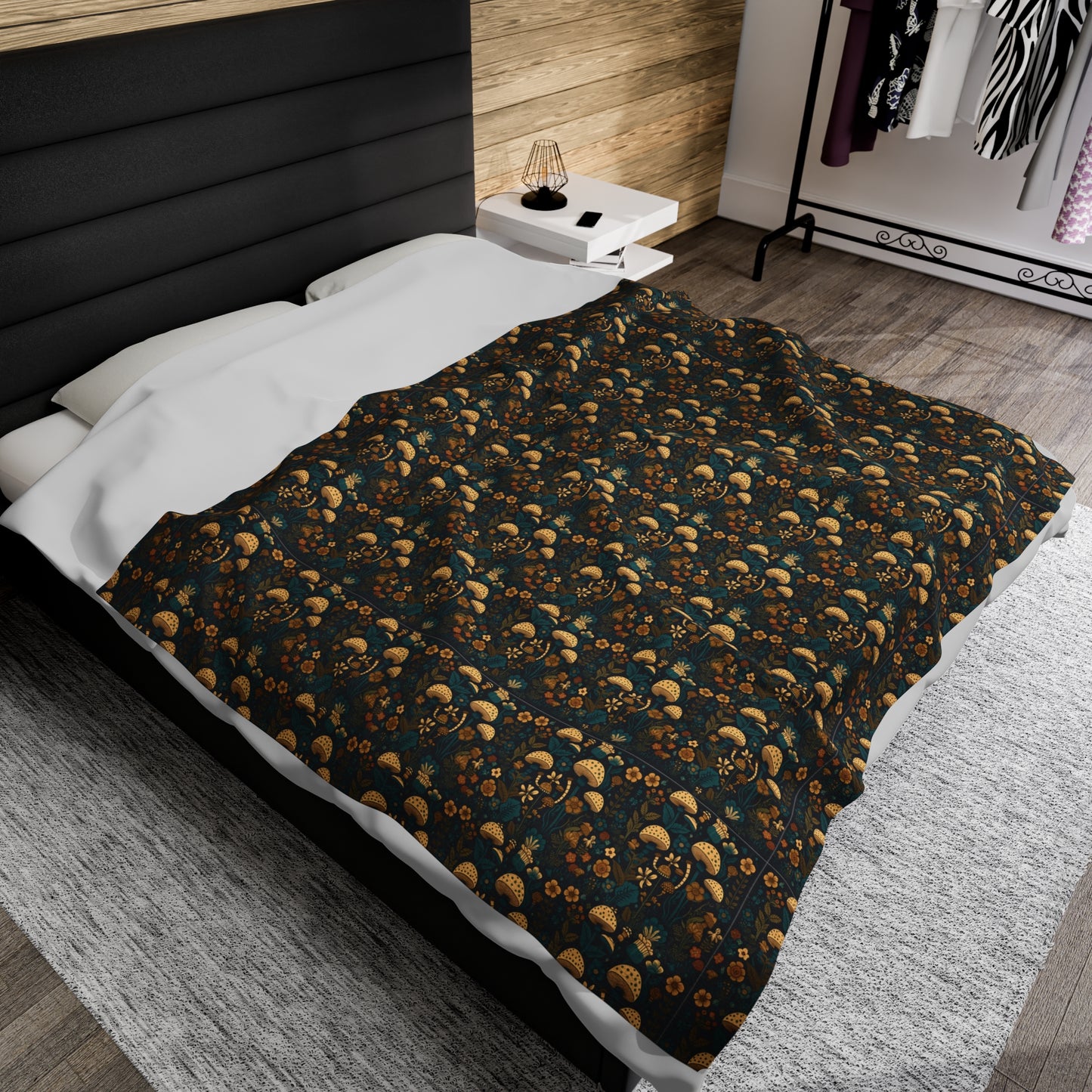 Mushroom Velveteen Plush Blanket | Soft, Whimsical, Luxurious and Comforting | Available in Multiple Sizes