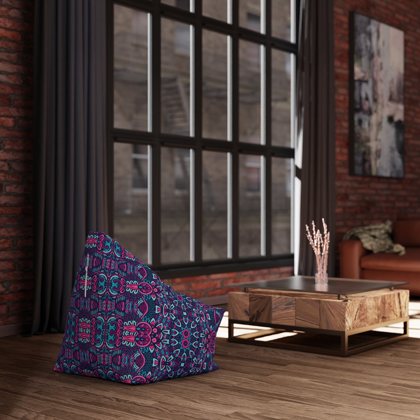 Mandala Bean Bag Chair Cover - Premium Polyester, Secure Zipper, 2 Sizes, Bohemian Design