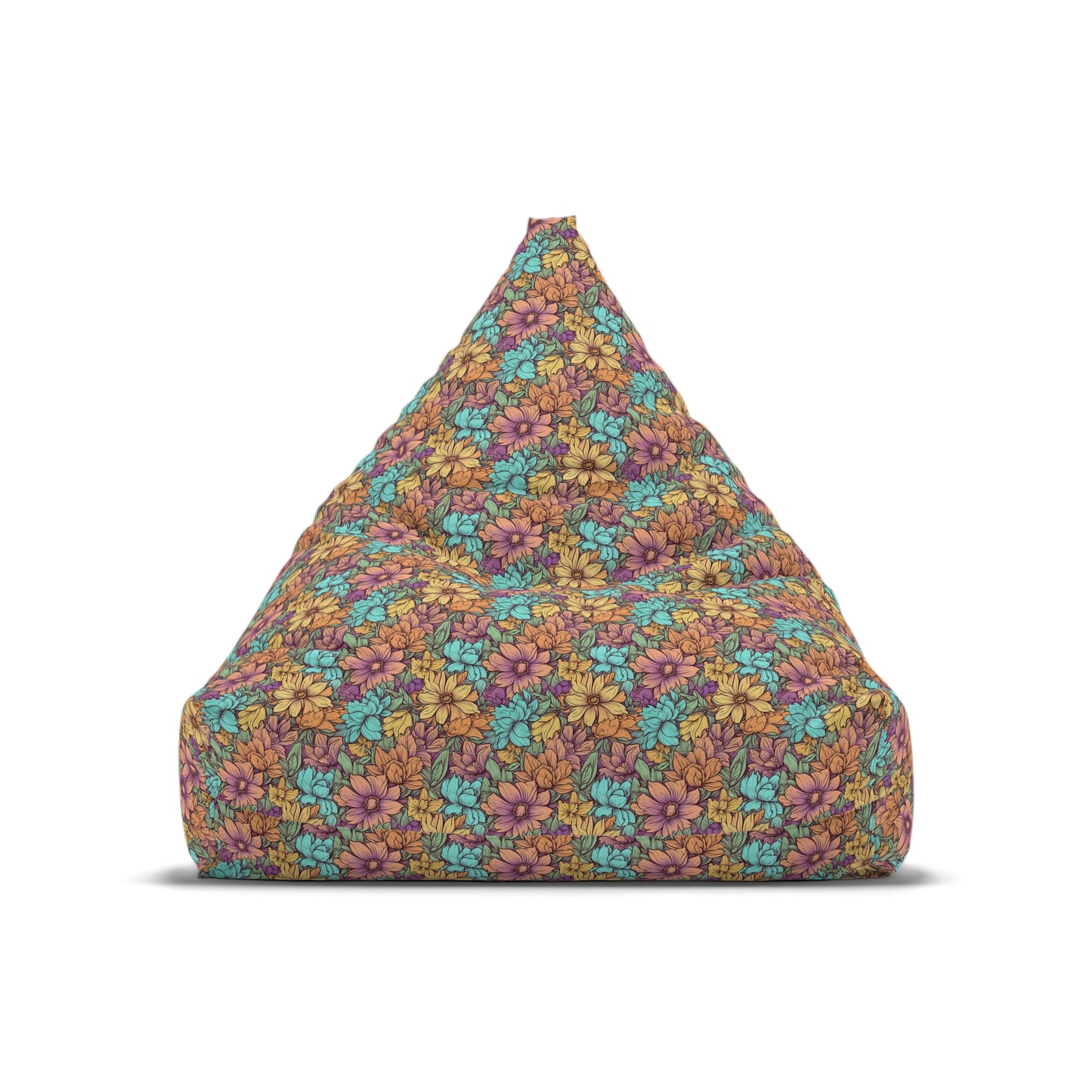 Boho Floral Bean Bag Chair Cover - Durable Polyester, Locking Zipper, 2 Sizes