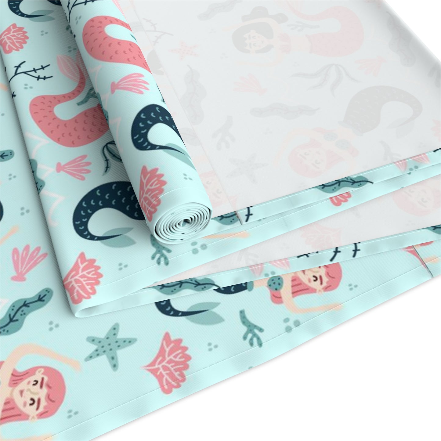 Mermaid Print Table Runner - Mystical Sea Charm, Cotton Twill or Polyester - Perfect for Enchanting Home Decor