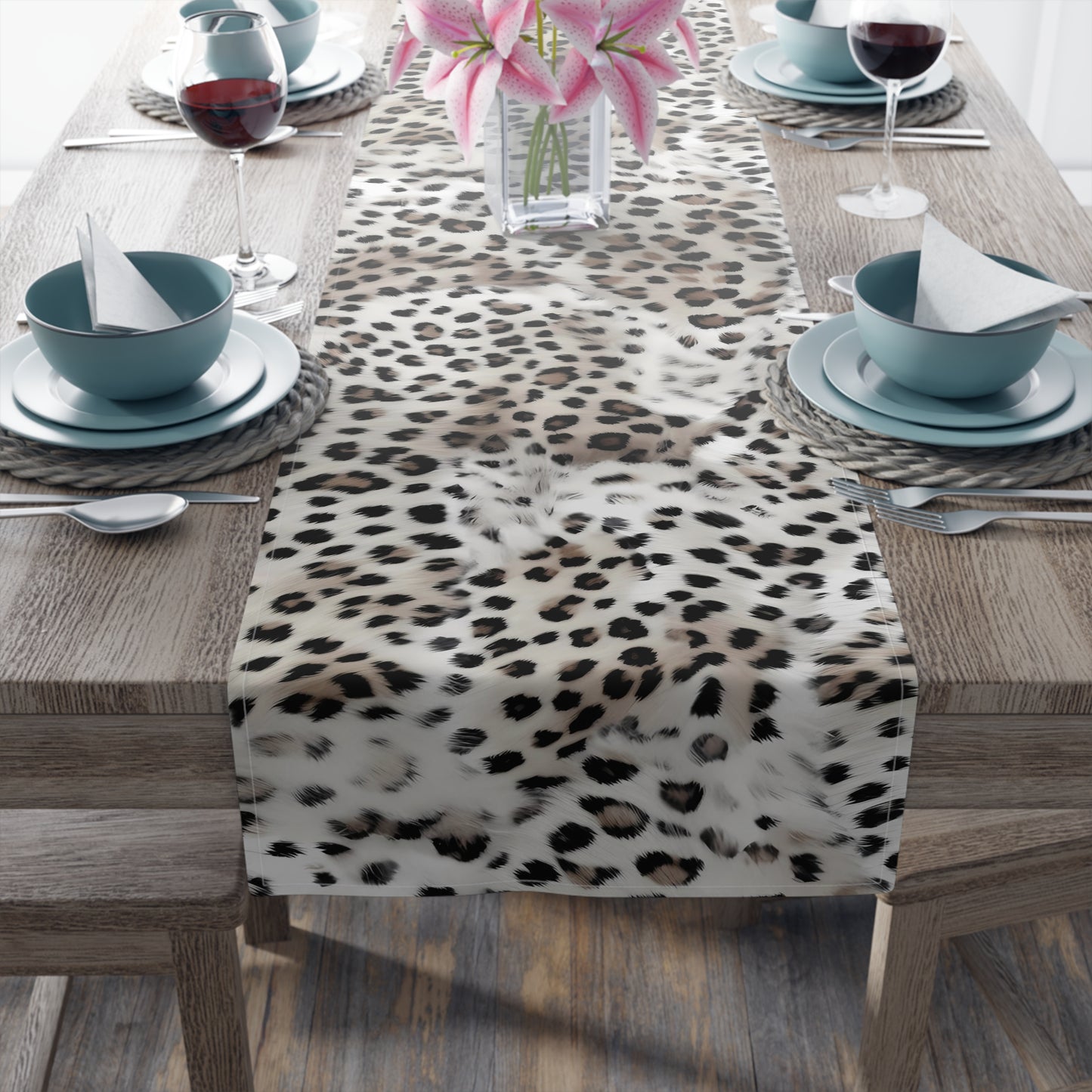 Leopard Print Table Runner - Bold Exotic Elegance, Cotton Twill or Polyester - Perfect for Safari & Glamorous Home Decor