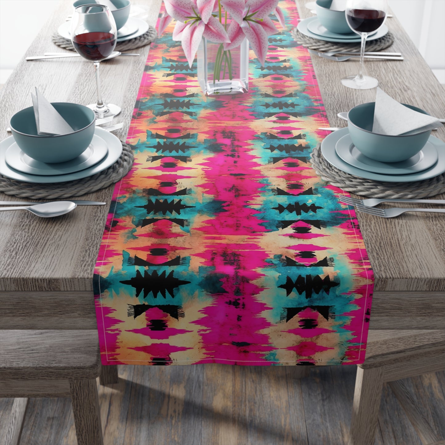 Aztec-Inspired Table Runner - Bold Patterns, Cotton Twill or Polyester - Ideal for Home Decor & Unique Gifts