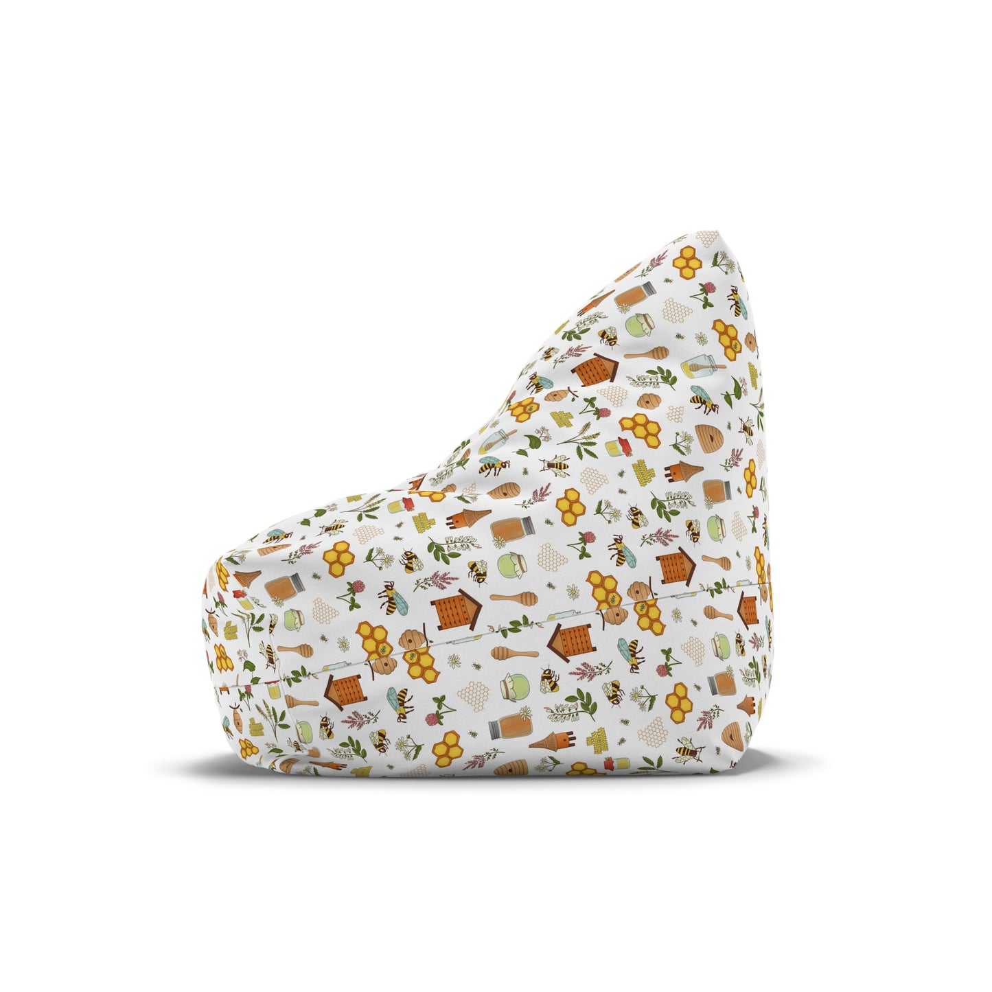 Honey Bee Bean Bag Chair Cover - Premium Polyester, Secure Zipper, 2 Size Options, Nature-Inspired Design