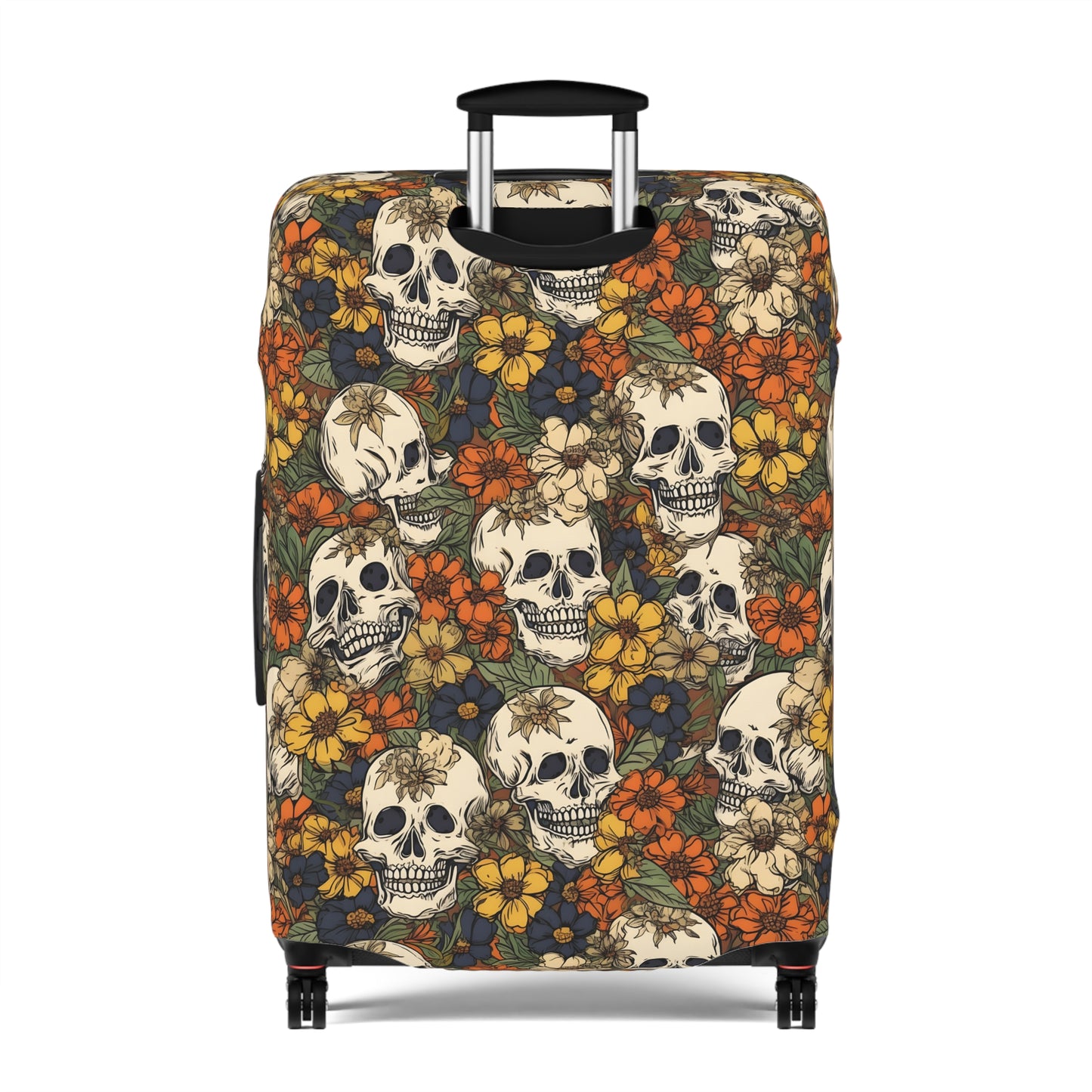 Floral Skull Luggage Cover - Stylish Skull Suitcase Cover
