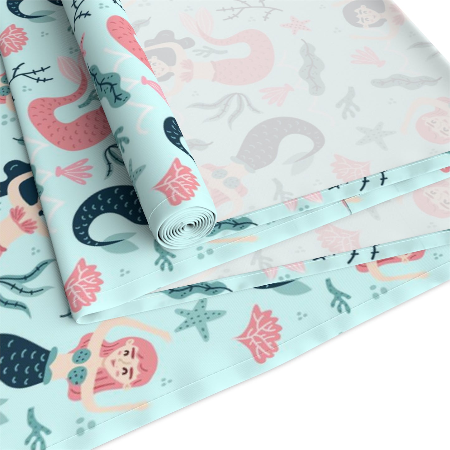 Mermaid Print Table Runner - Mystical Sea Charm, Cotton Twill or Polyester - Perfect for Enchanting Home Decor