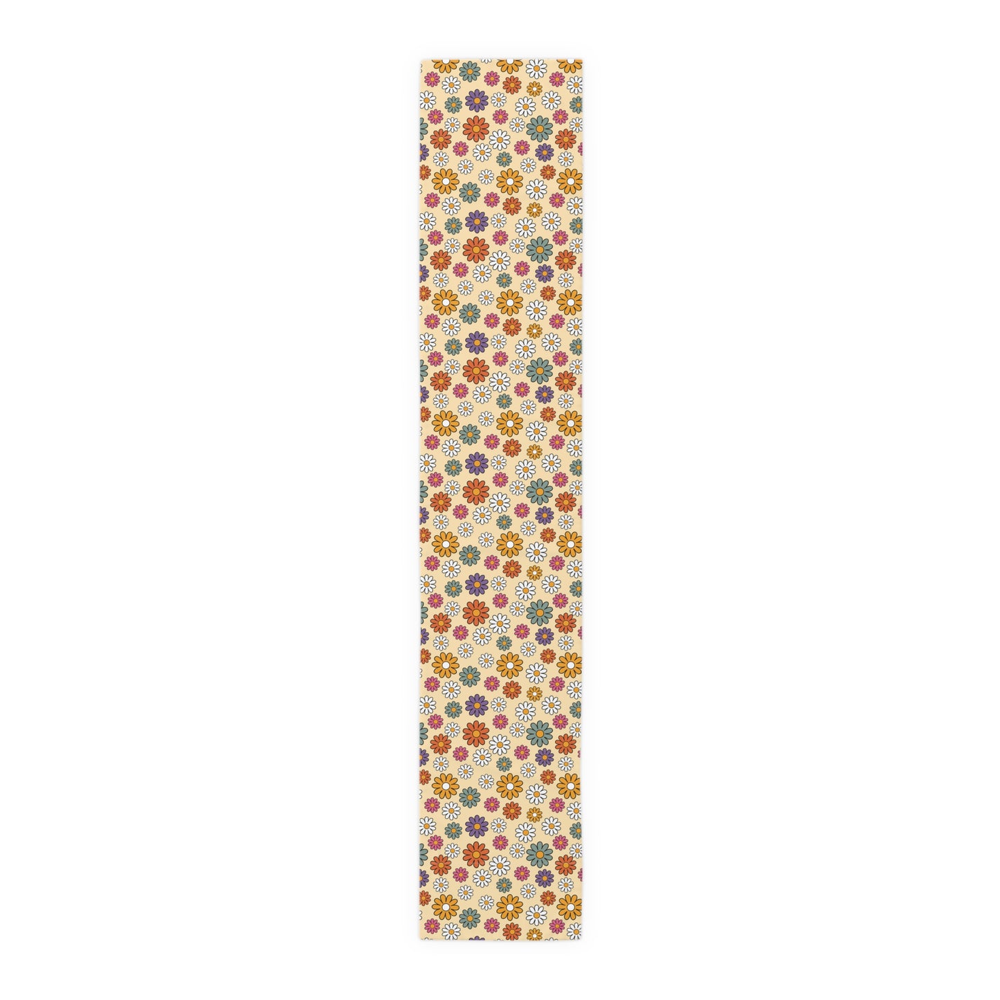 Retro Floral Print Table Runner - Vintage Vibes, Cotton Twill or Polyester - Perfect for Nostalgic & Chic Home Decor