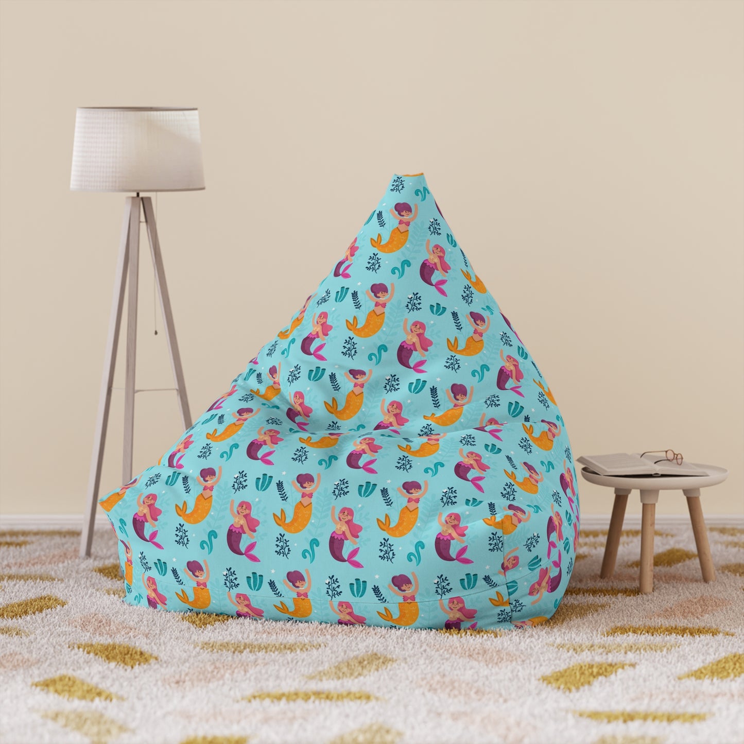 Mermaid Bean Bag Chair Cover - Enchanting Sea-Inspired Polyester Slipcover