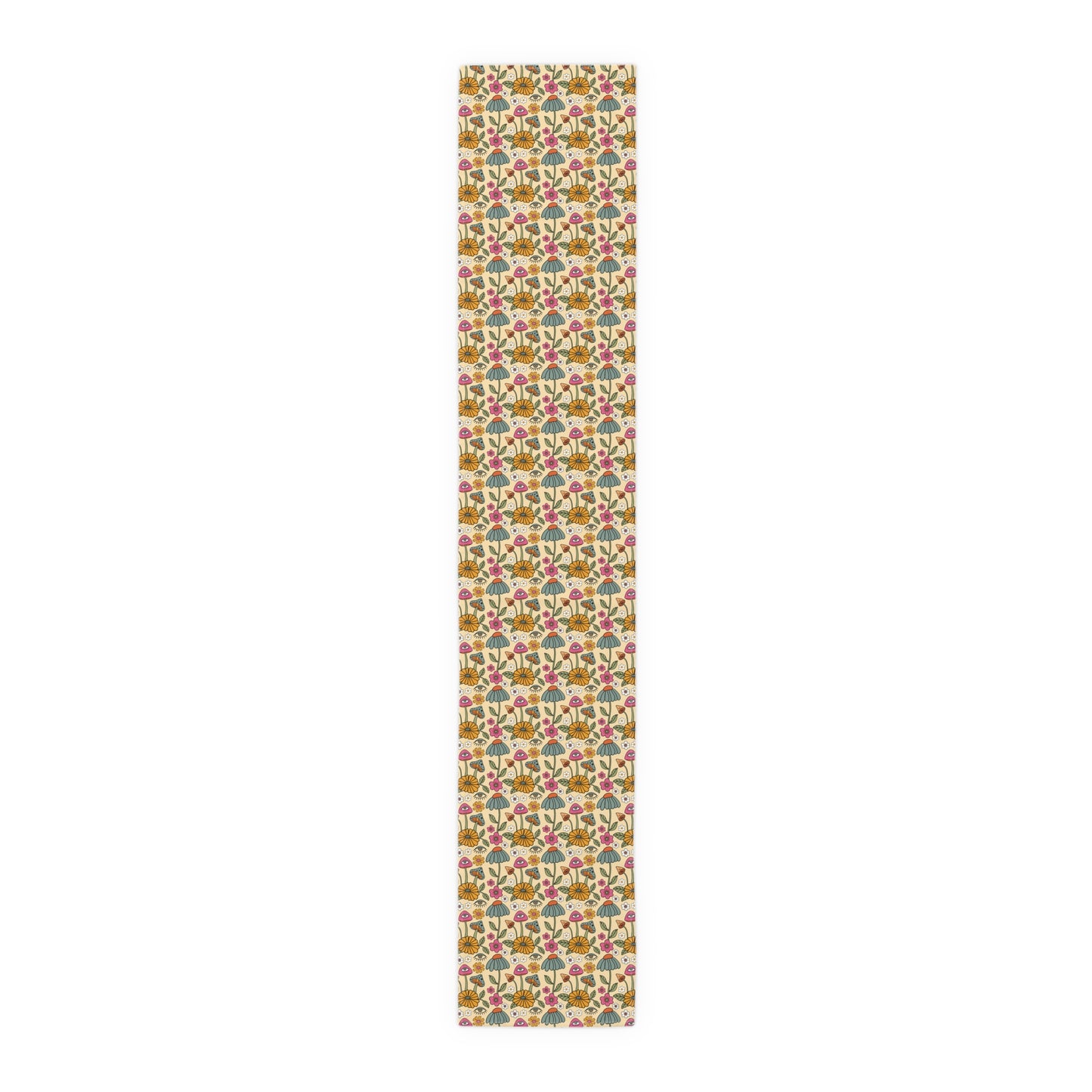 Retro Floral Print Table Runner - Vintage Vibes, Cotton Twill or Polyester - Perfect for Nostalgic & Chic Home Decor