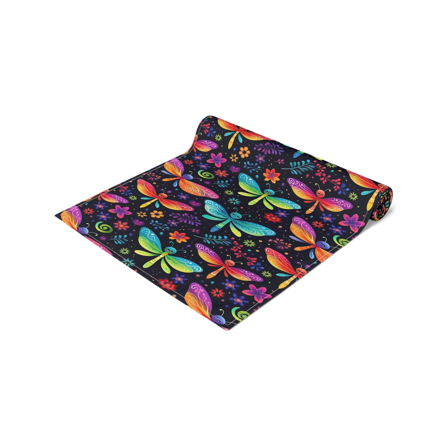 Dragonfly Print Table Runner - Elegant Whimsy, Cotton Twill or Polyester - Perfect for Nature-Inspired Home Decor