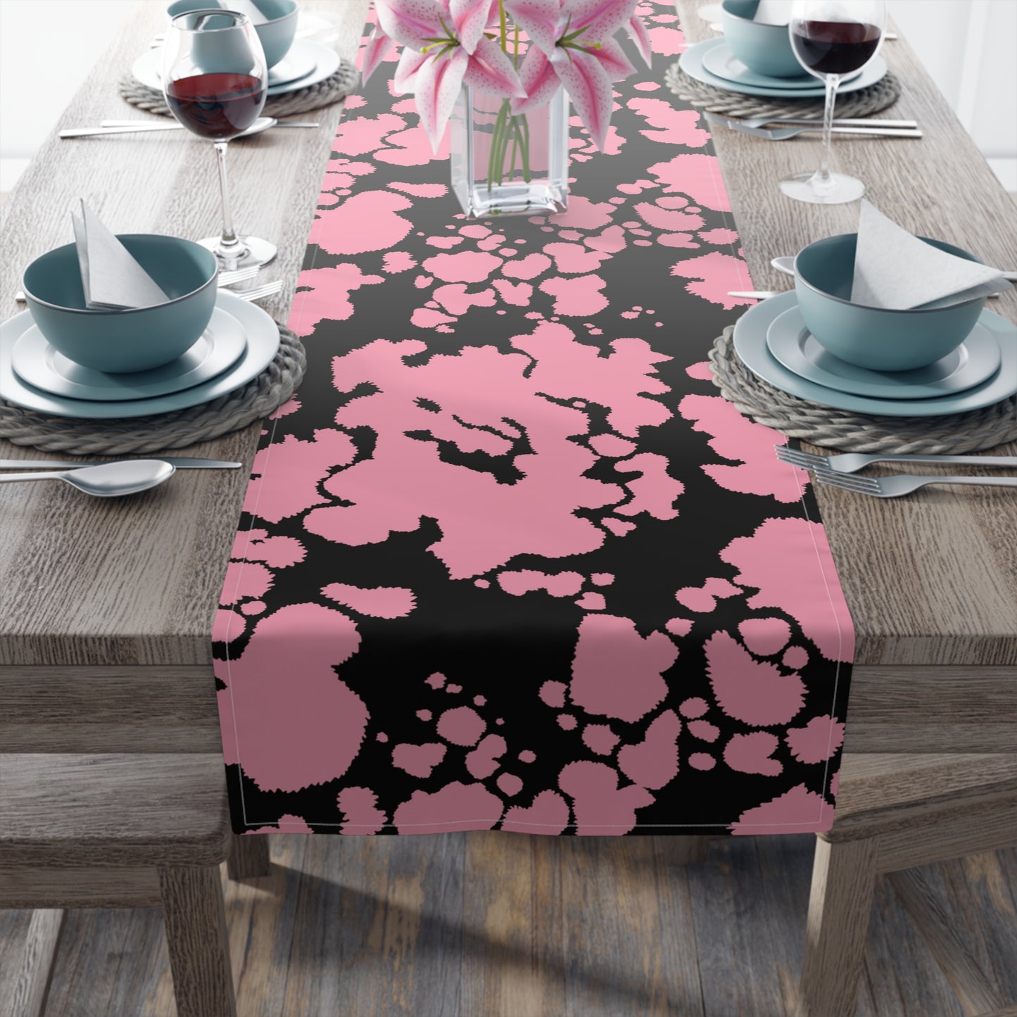 Cowhide Print Table Runner - Rustic Elegance, Cotton Twill or Polyester - Perfect for Western & Luxurious Home Decor