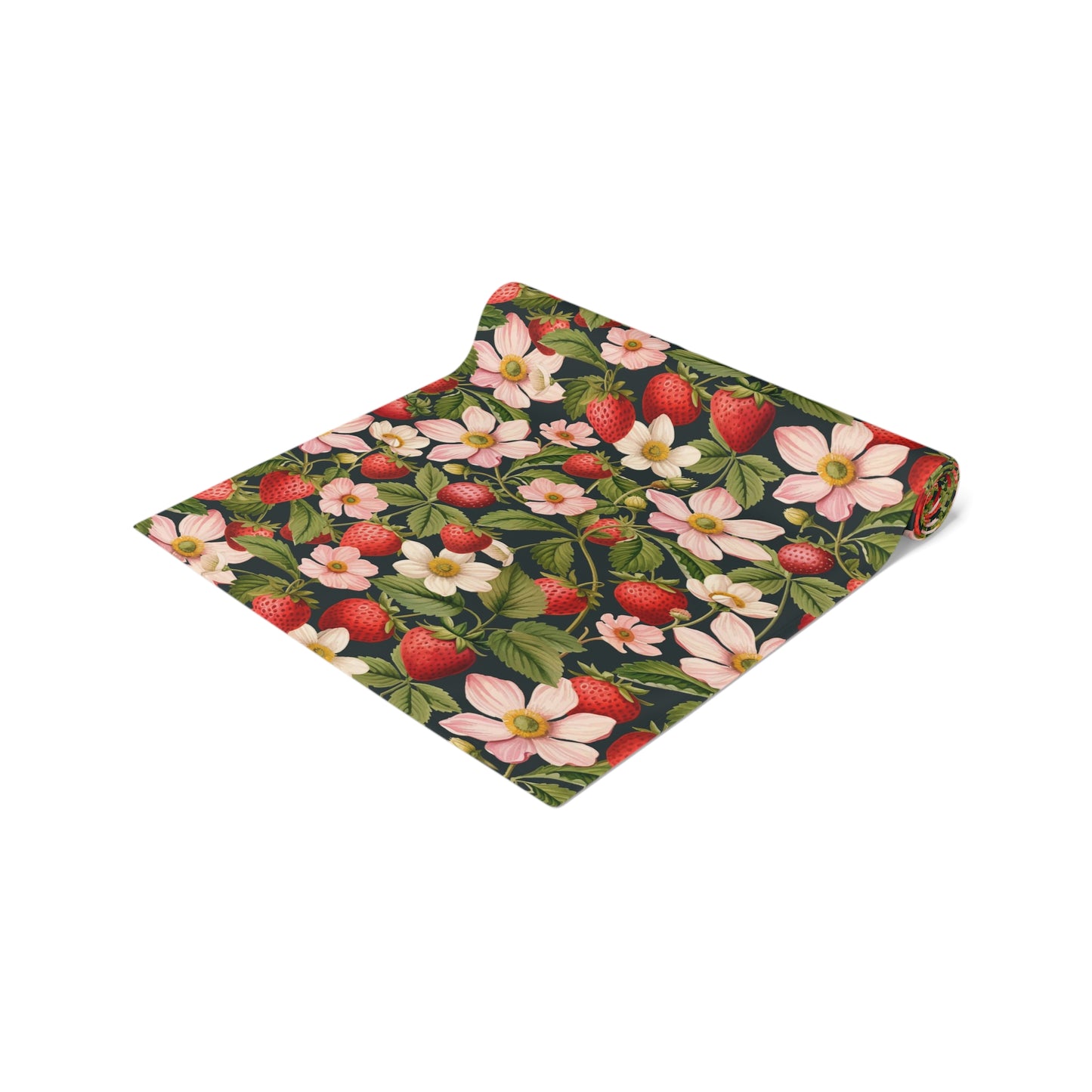 Strawberry Print Table Runner - Sweet Charm, Cotton Twill or Polyester - Perfect for Summer & Whimsical Home Decor