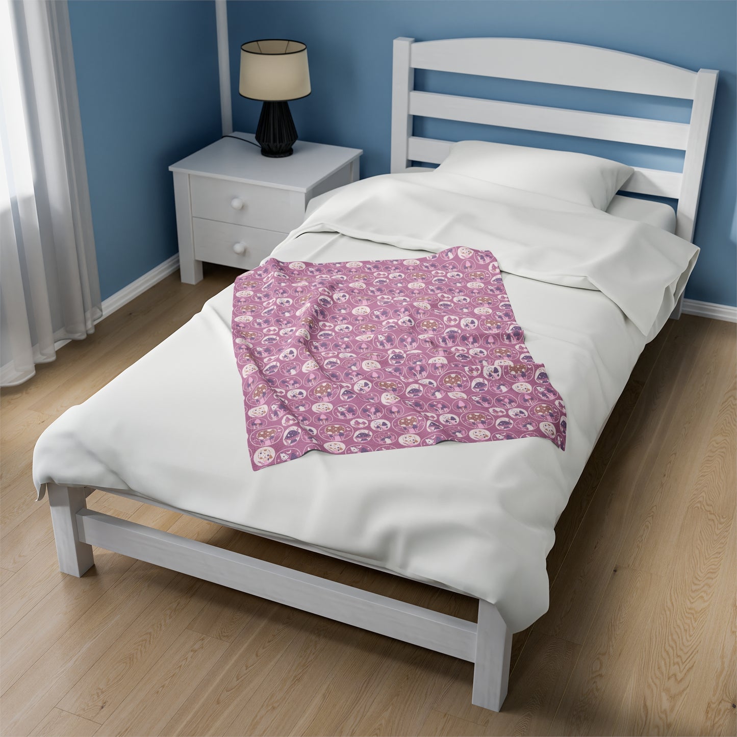 Mushroom Velveteen Plush Blanket | Soft, Whimsical, Luxurious and Comforting | Available in Multiple Sizes