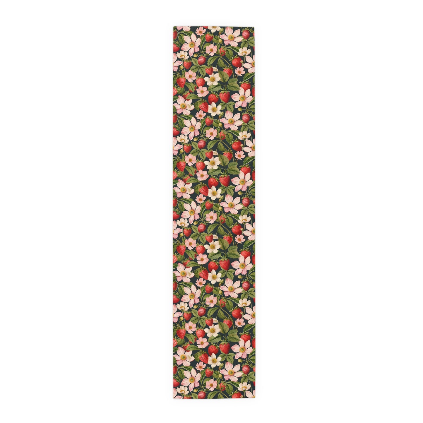 Strawberry Print Table Runner - Sweet Charm, Cotton Twill or Polyester - Perfect for Summer & Whimsical Home Decor