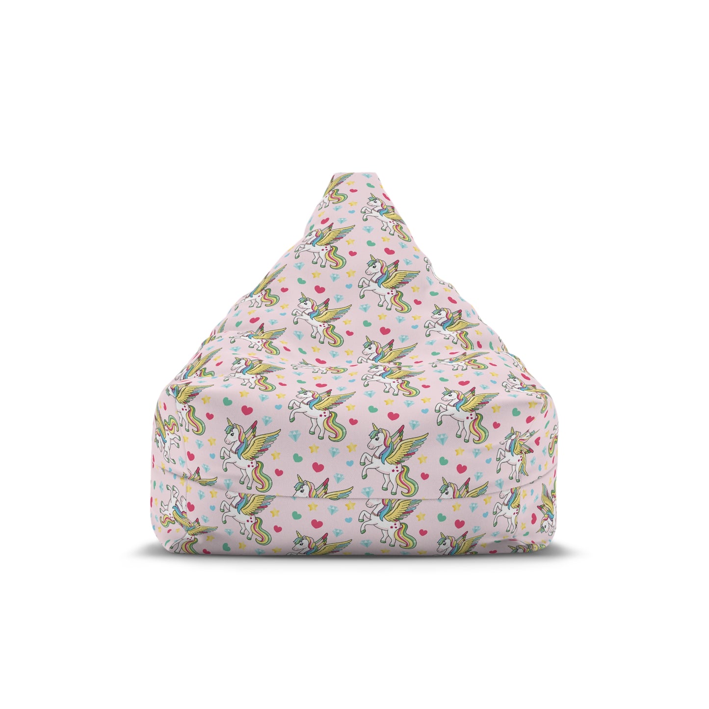 Unicorn Print Bean Bag Chair Cover - Magical Polyester Slipcover with Secure Zip