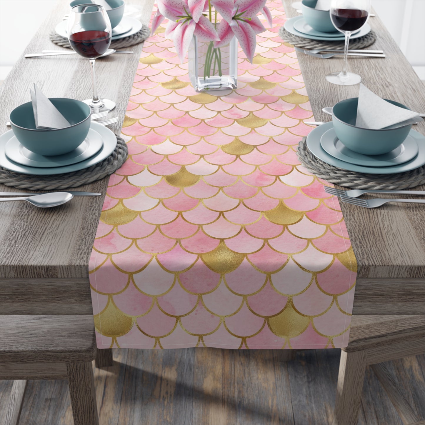 Mermaid Print Table Runner - Mystical Sea Charm, Cotton Twill or Polyester - Perfect for Enchanting Home Decor