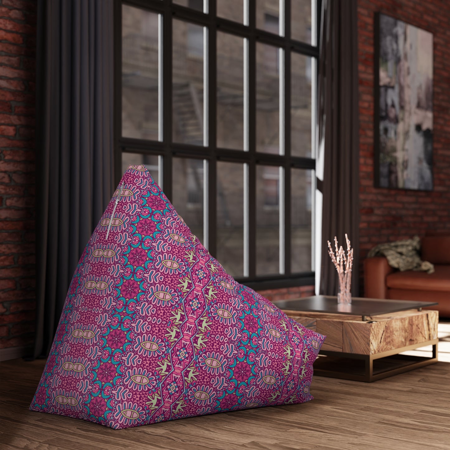 Mandala Bean Bag Chair Cover - Premium Polyester, Secure Zipper, 2 Sizes, Bohemian Design