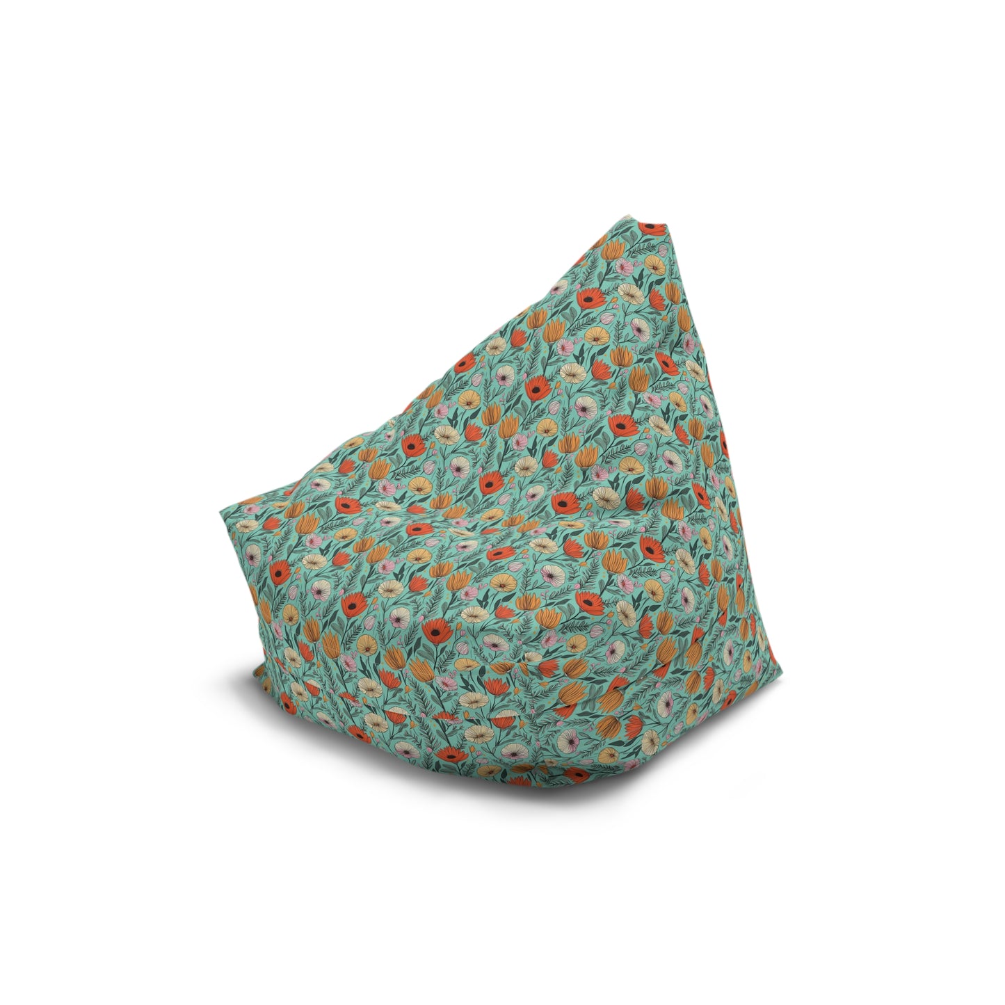 Boho Floral Bean Bag Chair Cover - Durable Polyester, Locking Zipper, 2 Sizes