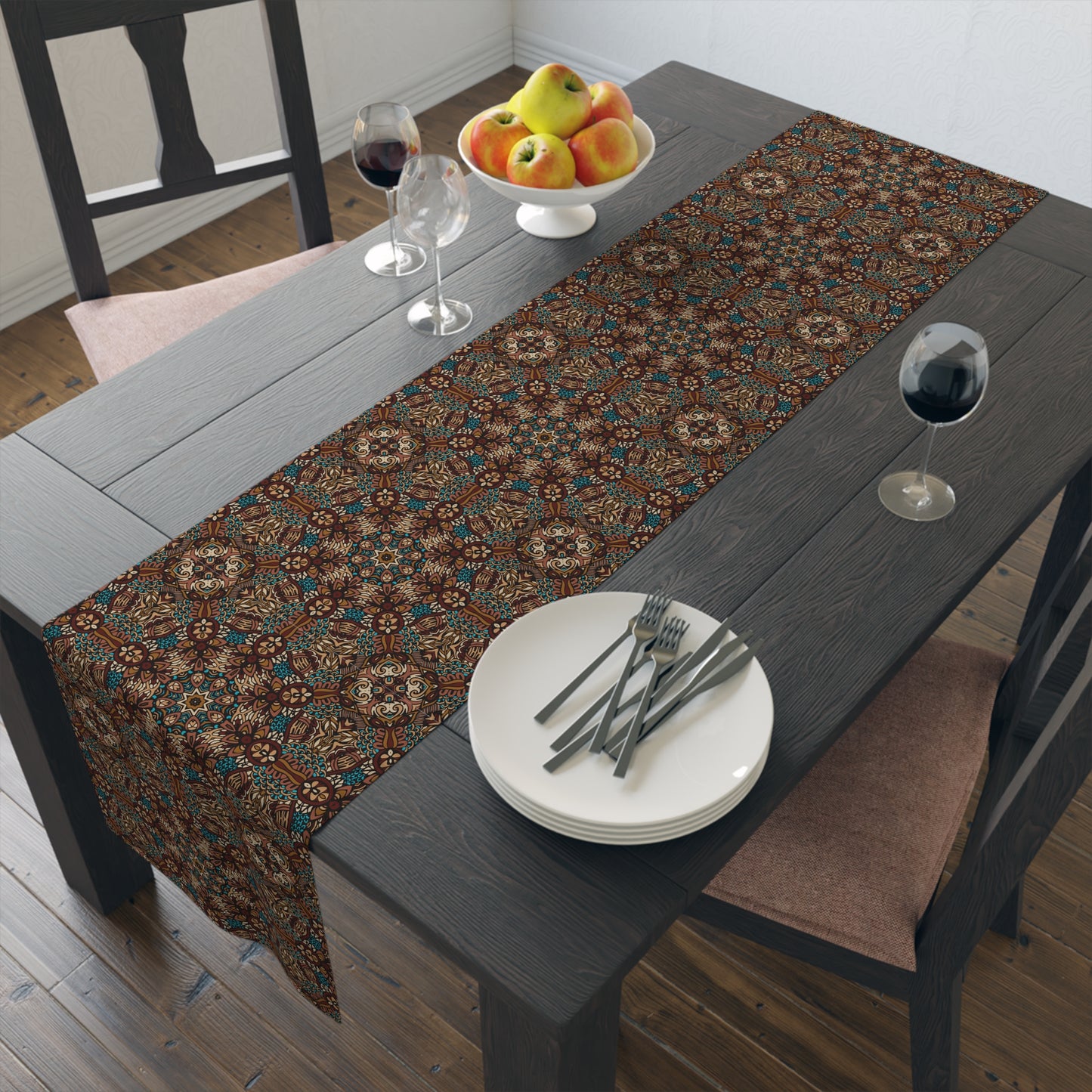 Mandala Print Table Runner - Intricate Patterns, Cotton Twill or Polyester - Ideal for Decorative Home Accents