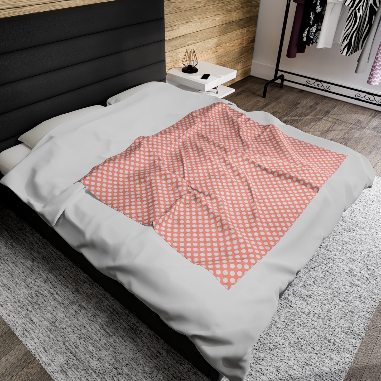 Pastel Polka Dot Velveteen Plush Blanket | Soft, Playful, Luxurious and Comforting | Available in Multiple Sizes