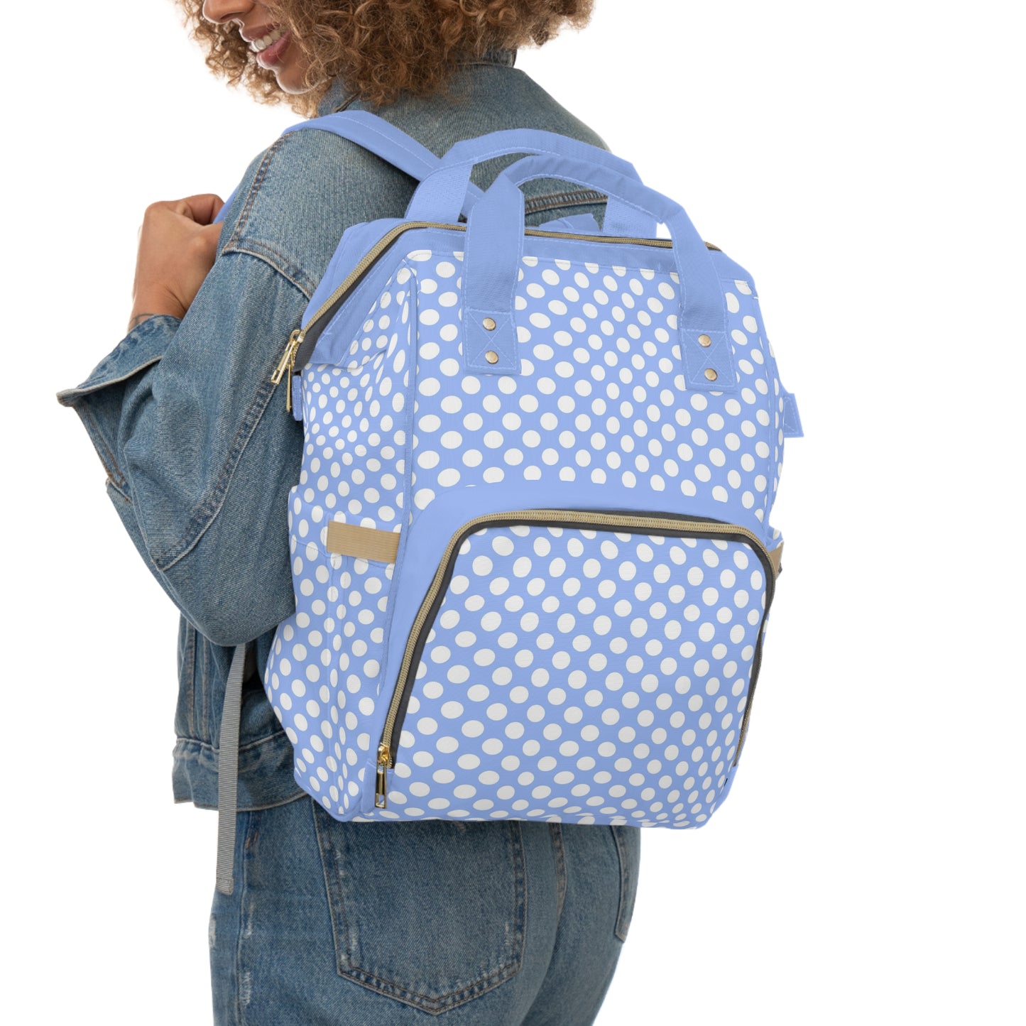 Multifunctional Polka Dot Diaper Backpack - Stylish and Practical Baby Bag for Busy Parents