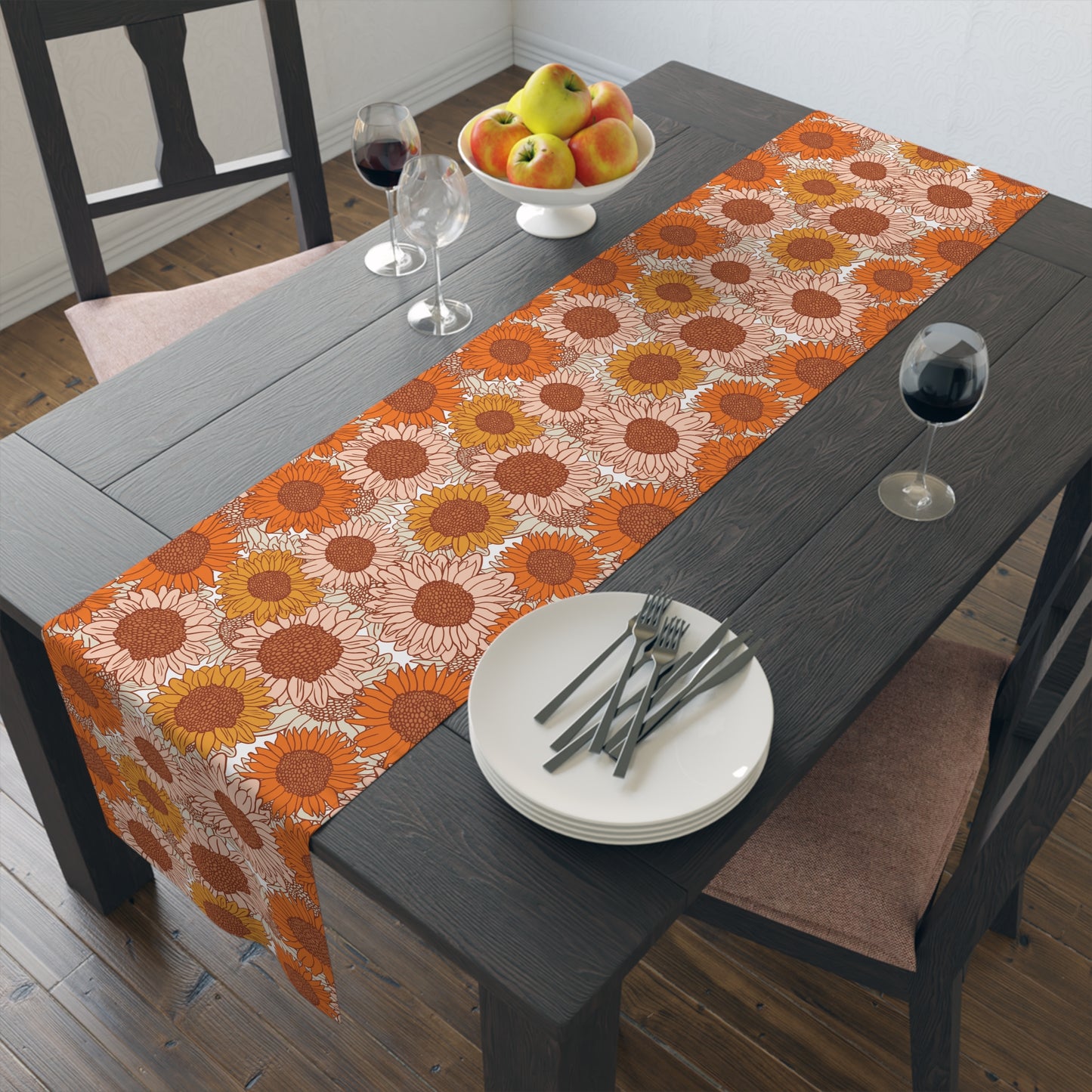 Sunflower Print Table Runner - Bright and Cheerful, Cotton Twill or Polyester - Perfect for Sunny Home Decor