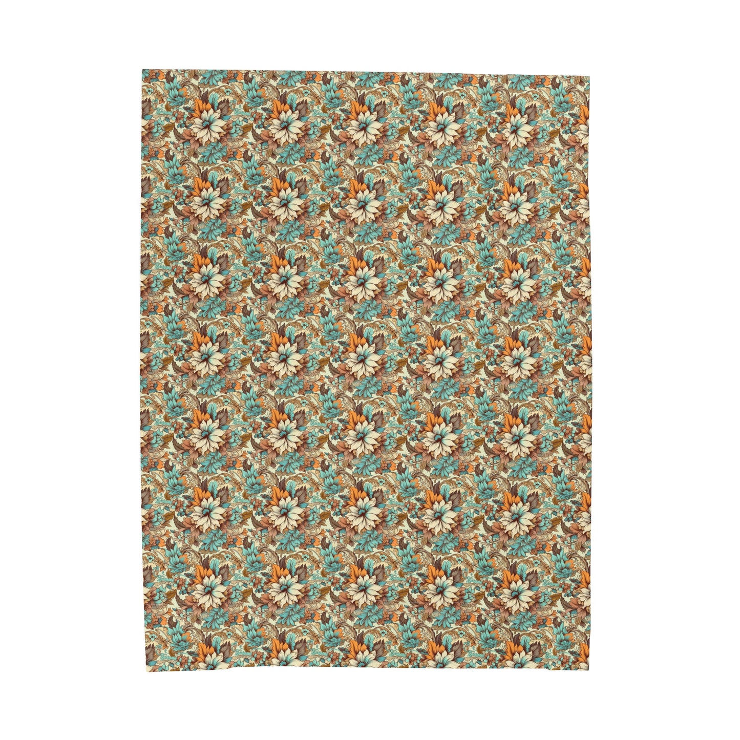 Boho Floral Velveteen Plush Blanket | Soft, Artistic, Luxurious and Comforting | Available in Multiple Sizes