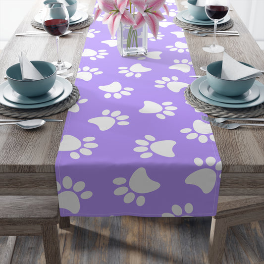 Paw Print Table Runner - Cozy Pet-Themed Decor, Cotton Twill or Polyester - Perfect for Animal Lovers