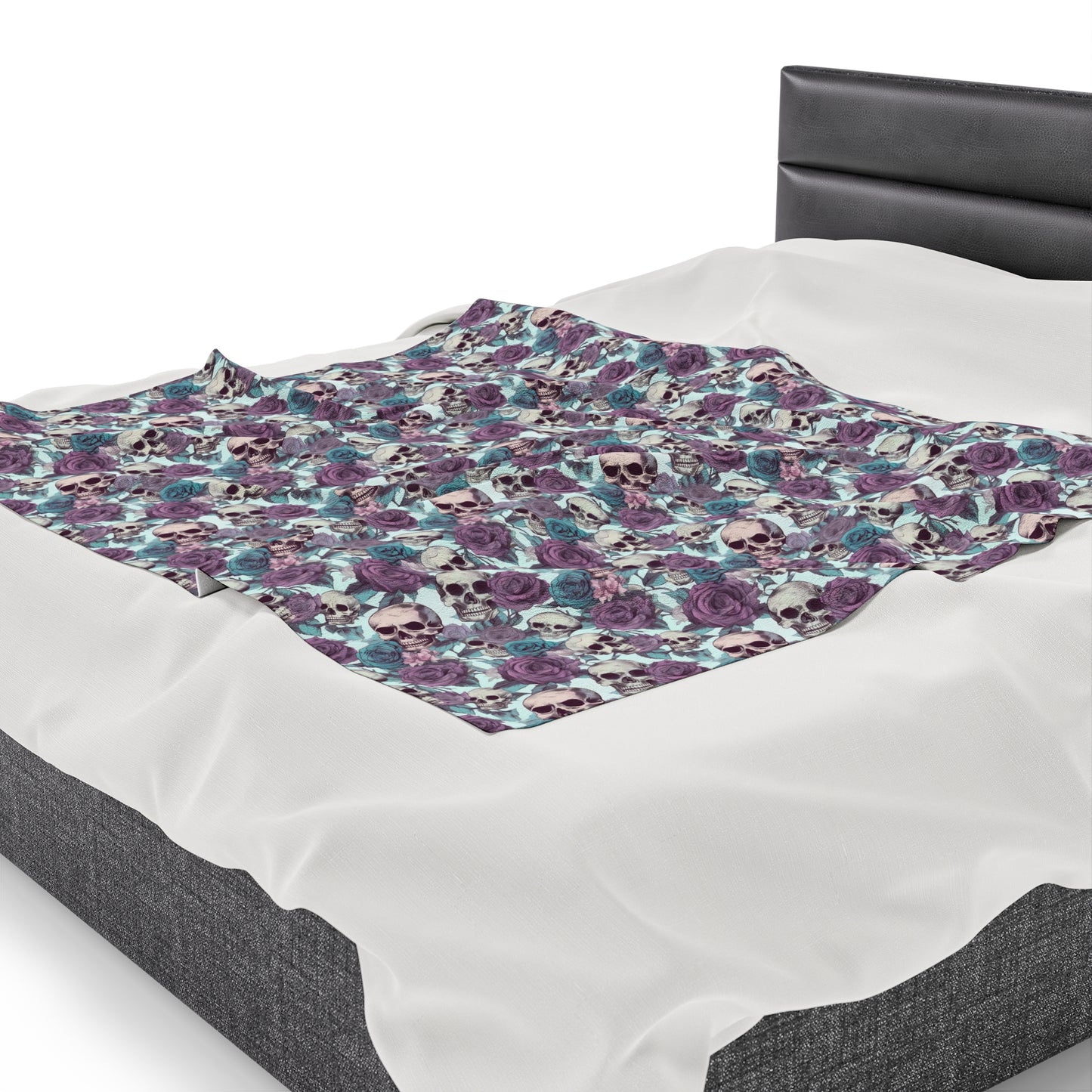 Skull Print Velveteen Plush Blanket | Soft, Edgy, Luxurious and Comforting | Available in Multiple Sizes