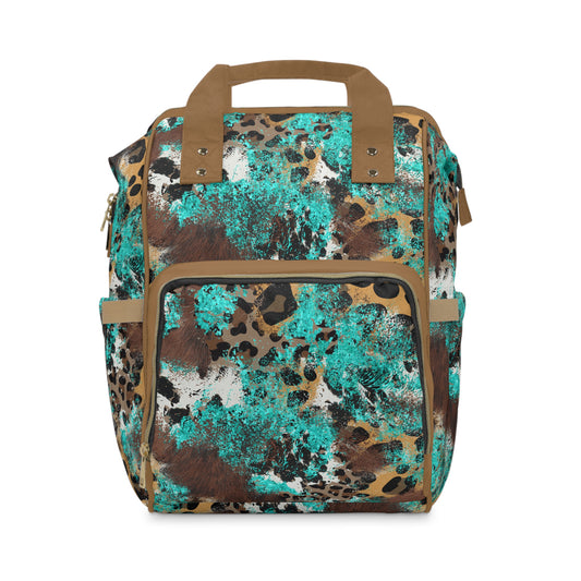 Cowhide Diaper Backpack - Chic & Durable Baby Bag with Genuine Cowhide Patterns, Perfect for Stylish Parents