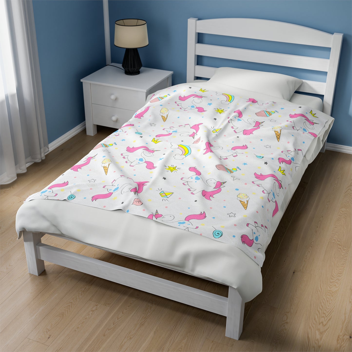 Unicorn Velveteen Plush Blanket | Soft, Magical, Luxurious and Comforting | Available in Multiple Sizes