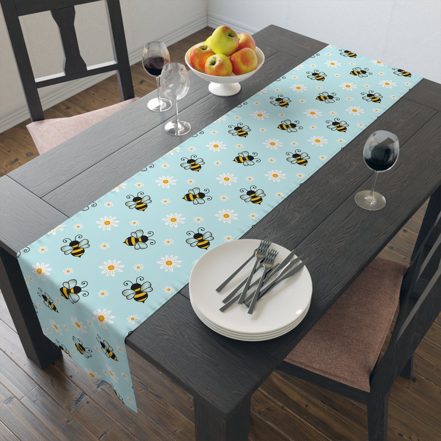 Honey Bee Print Table Runner - Buzzing with Charm - Perfect for Nature Lovers Homes