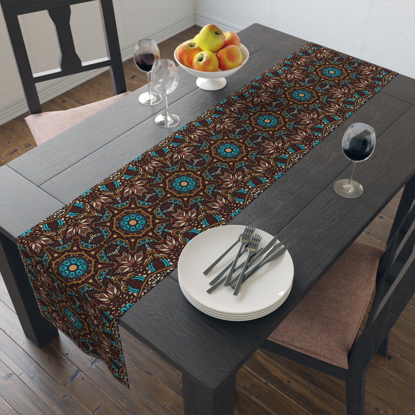 Mandala Print Table Runner - Intricate Patterns, Cotton Twill or Polyester - Ideal for Decorative Home Accents